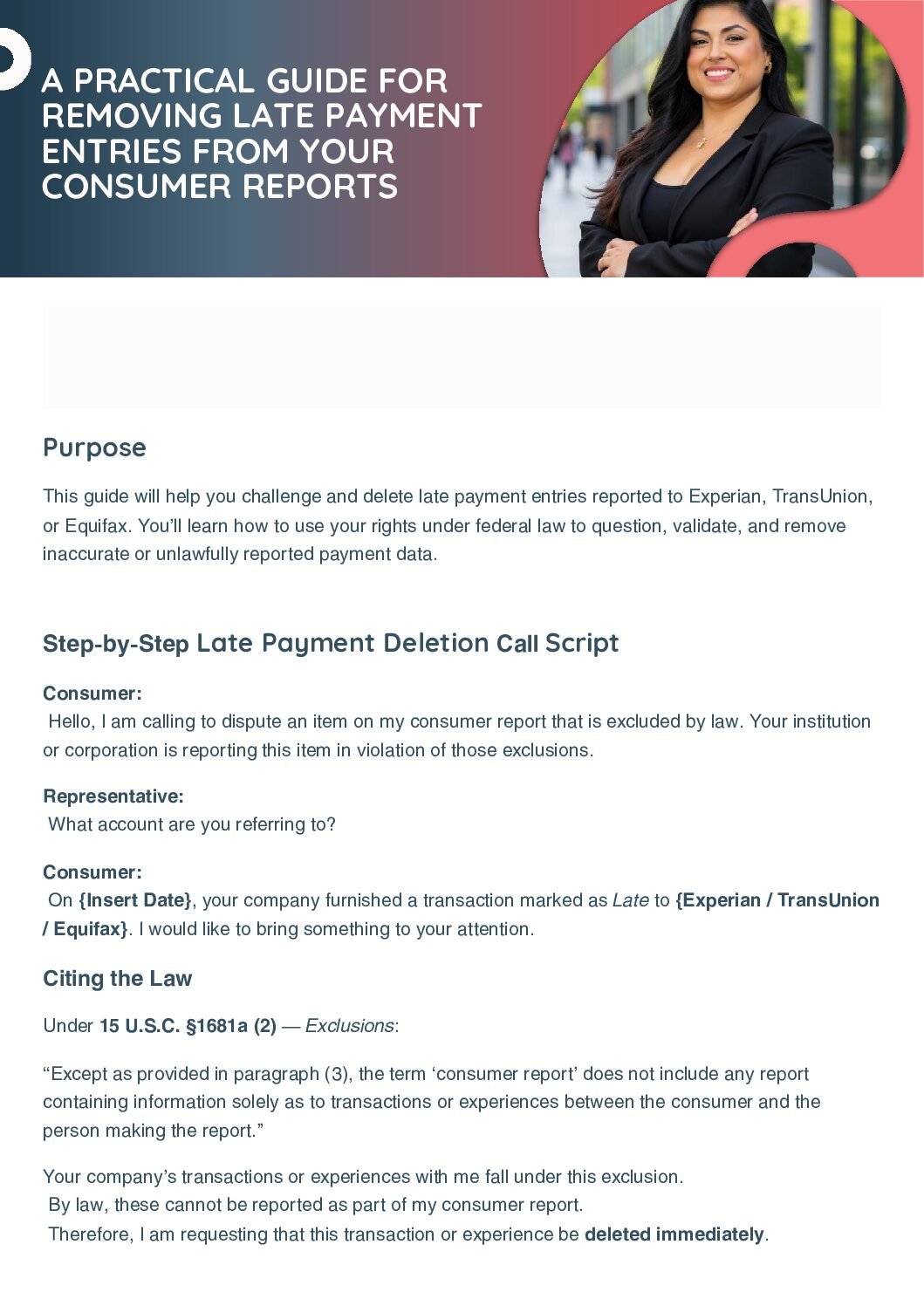 Practical Guide for Removing Late Payment Entries